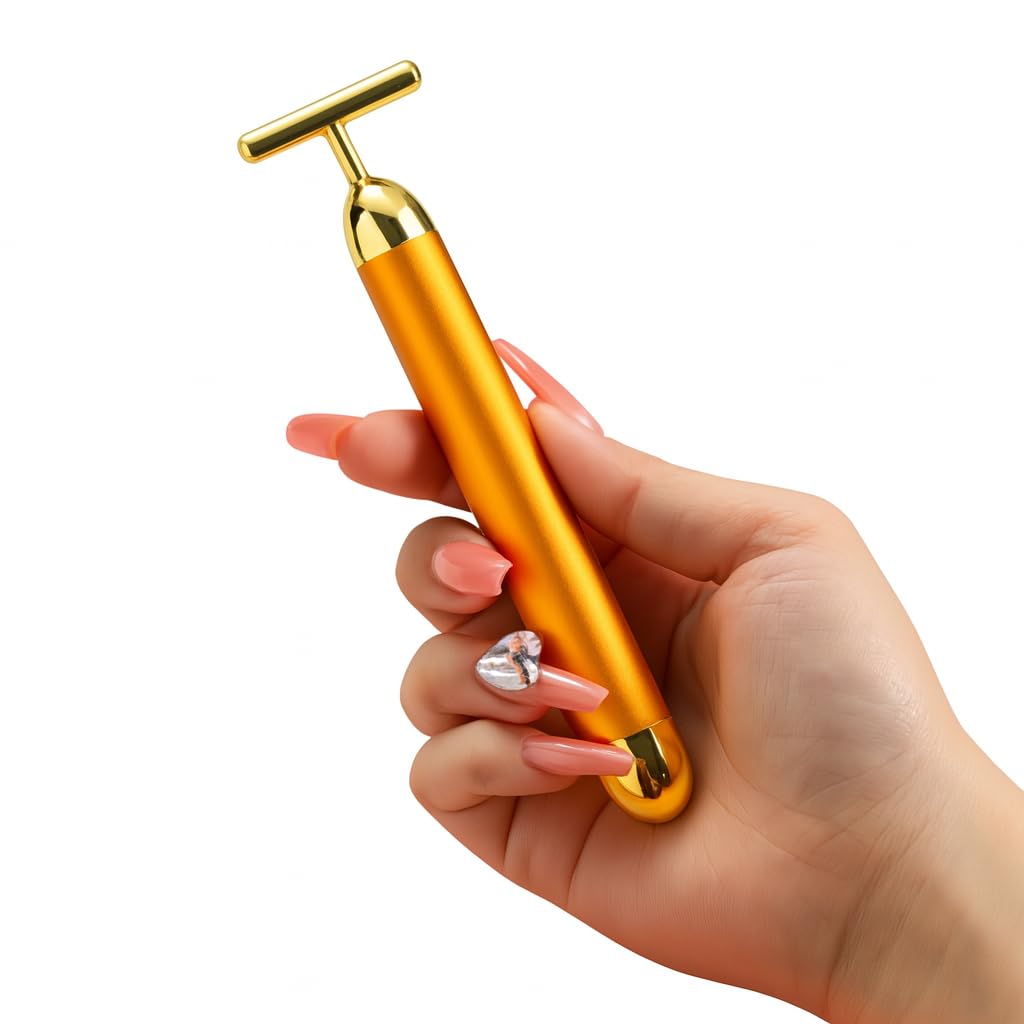24K gold beauty bar, facial massage roller, anti-aging tool, face lifting roller, vibration face massager, skin tightening device, waterproof beauty bar, wrinkle remover roller, gold facial roller