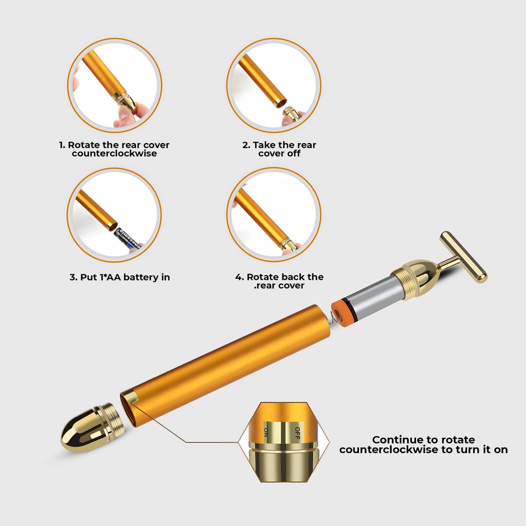 24K gold beauty bar, facial massage roller, anti-aging tool, face lifting roller, vibration face massager, skin tightening device, waterproof beauty bar, wrinkle remover roller, gold facial roller