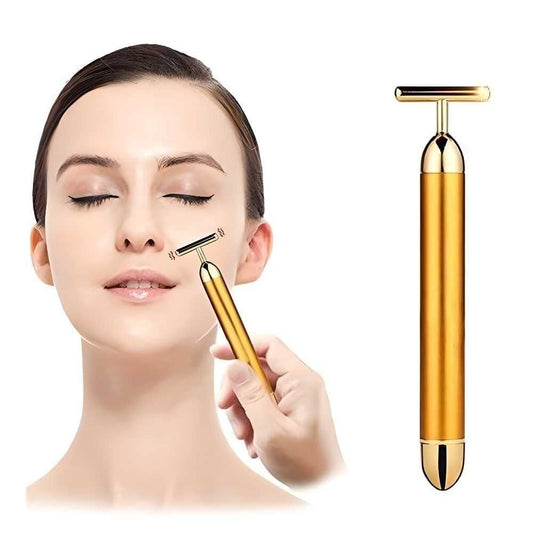 24K gold beauty bar, facial massage roller, anti-aging tool, face lifting roller, vibration face massager, skin tightening device, waterproof beauty bar, wrinkle remover roller, gold facial roller