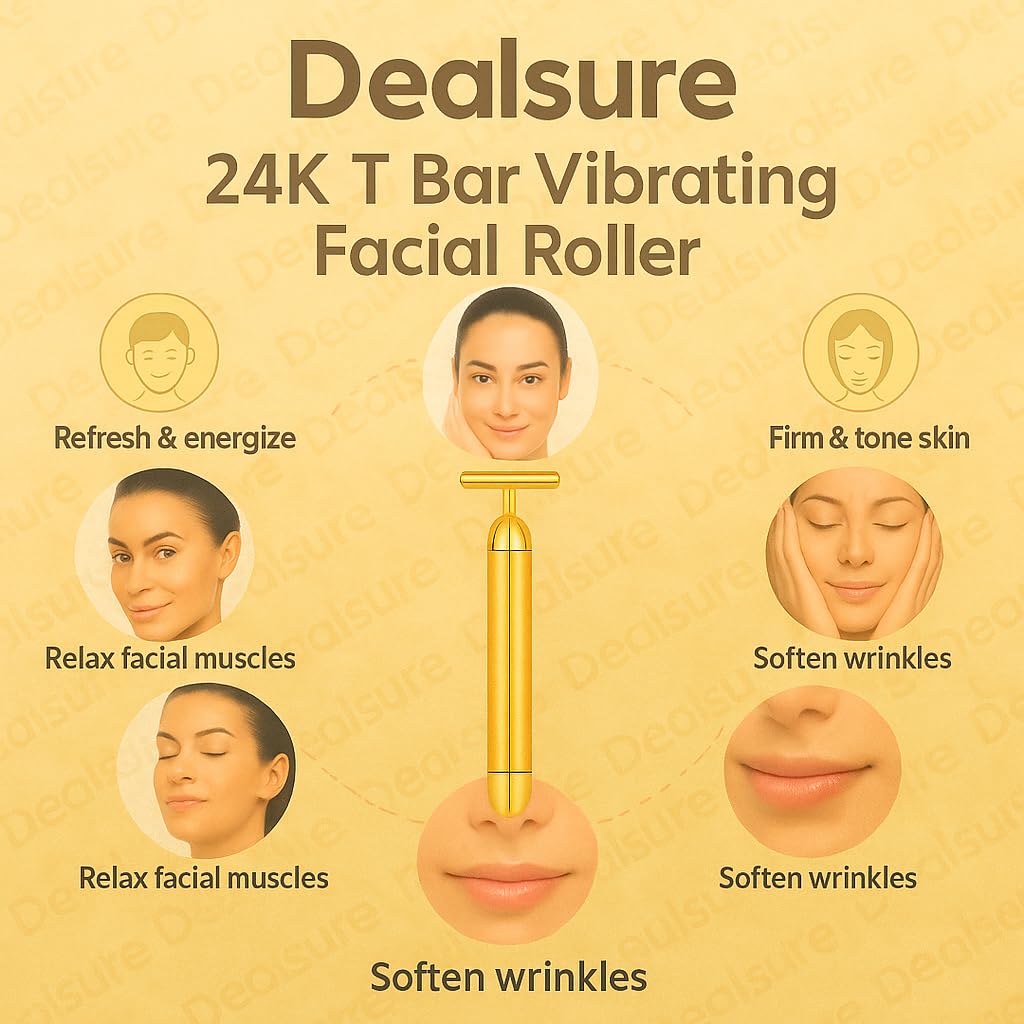 24K gold beauty bar, facial massage roller, anti-aging tool, face lifting roller, vibration face massager, skin tightening device, waterproof beauty bar, wrinkle remover roller, gold facial roller